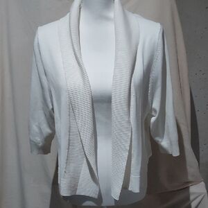 Elegant White Open Front Cardigan